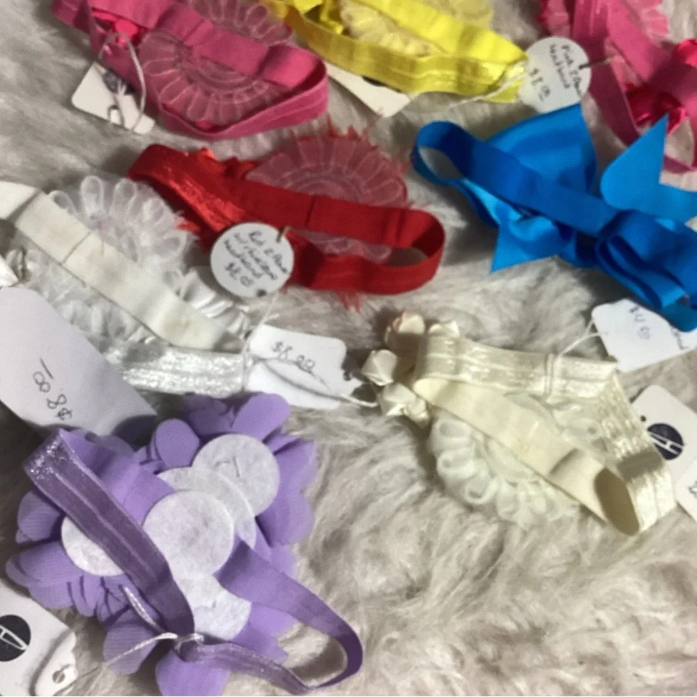Baby Toddler Girls Boutique Headbands Handmade Lot of 8 All New, Flowers Bows